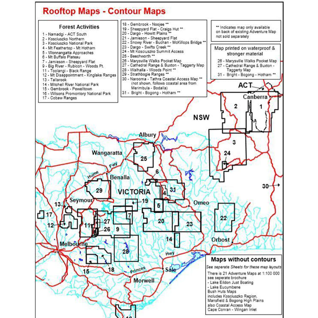 Rooftop's Mt Kosciuszko Summit Access Map - detail
