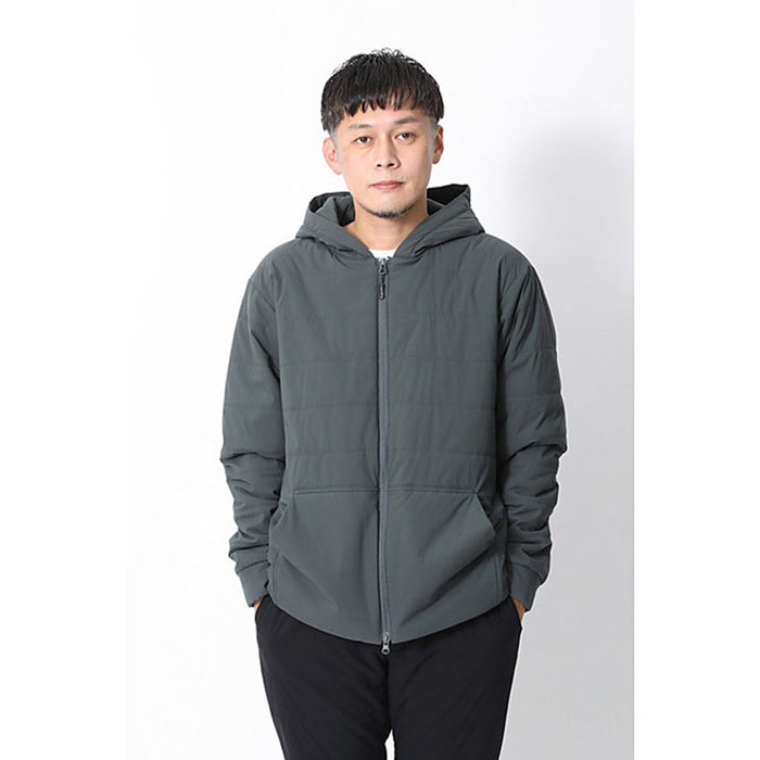 Snow Peak Flexible Insulated Zip-Up Hoodie forest green model