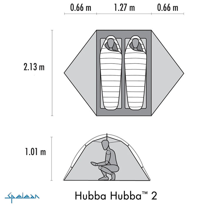 MSR Hubba Hubba 2-Person Tent sahara dimensions