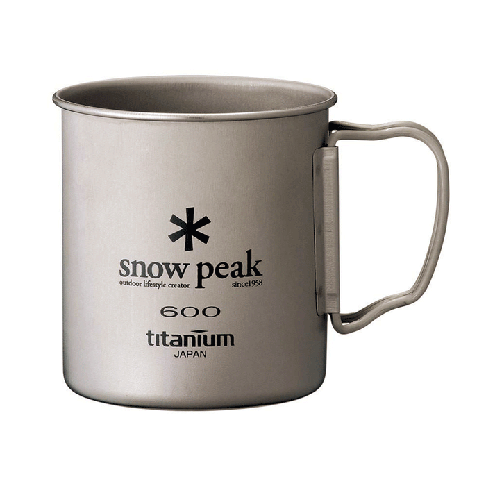 Snow Peak Titanium Single Wall Cup w/ Folding Handle 600 - hero