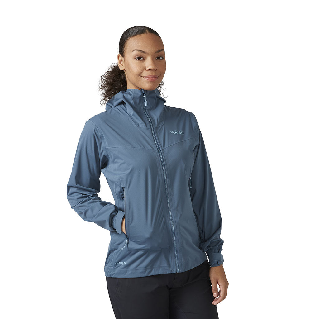Rab Women's Kinetic 2.0 Waterproof Jacket orion blue model front