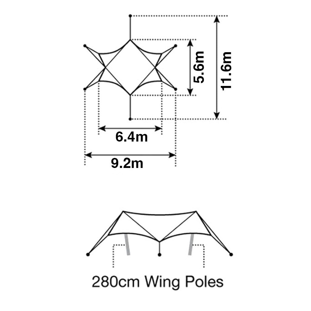 Snow Peak HD Tarp Shield Hexa Evo Pro dimensions