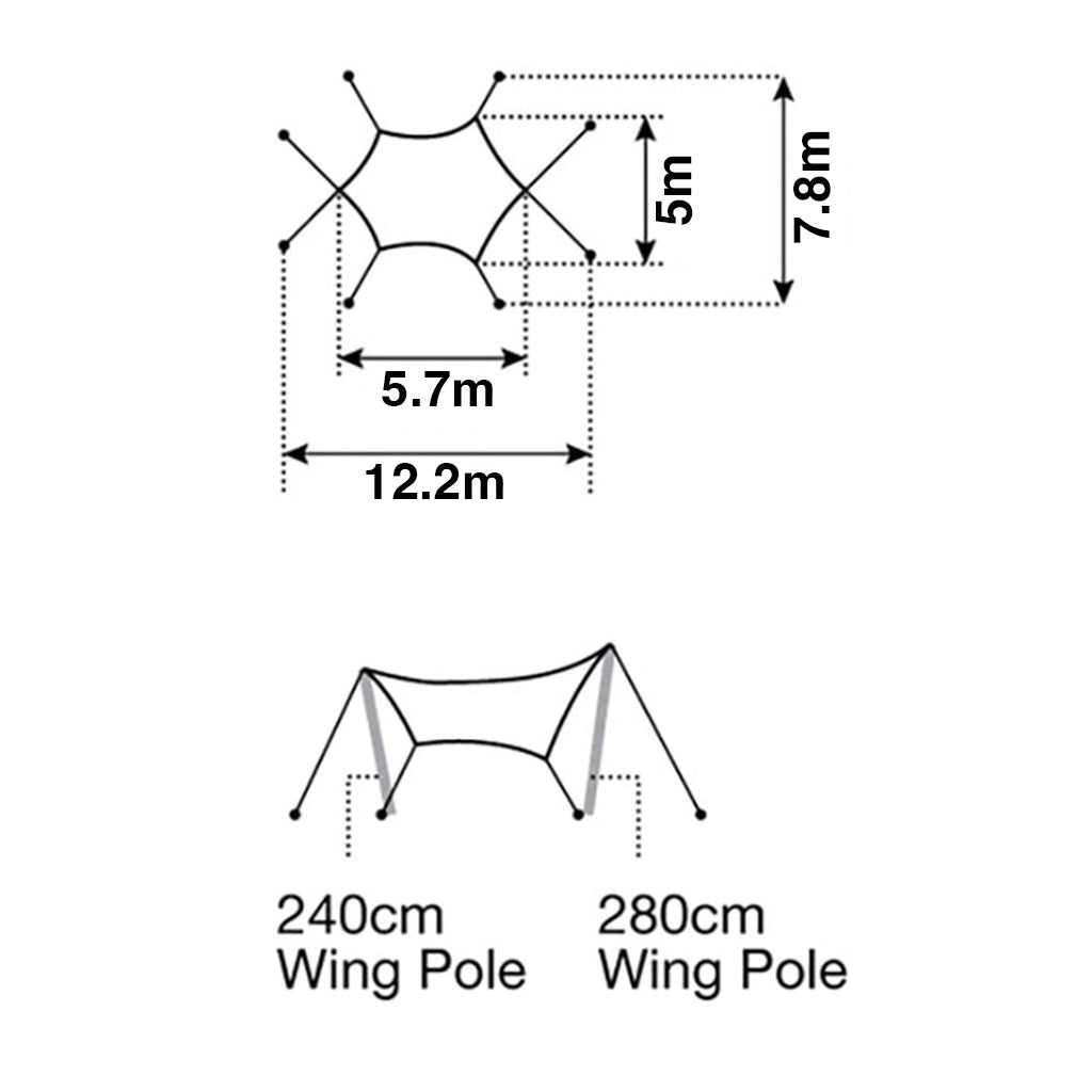 Snow Peak Hexa Tarp Set L dimensions