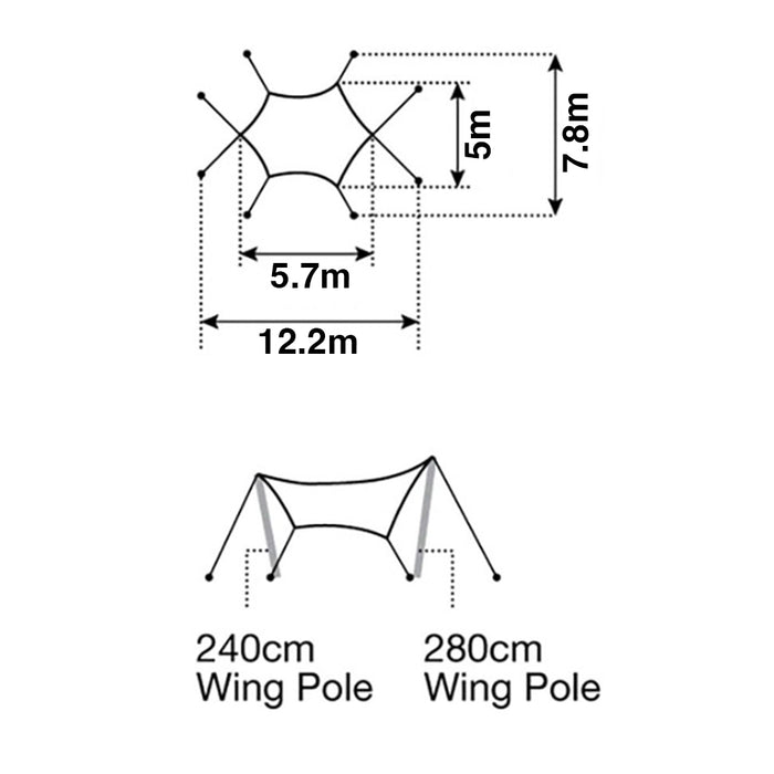 Snow Peak Hexa Tarp Set L dimensions