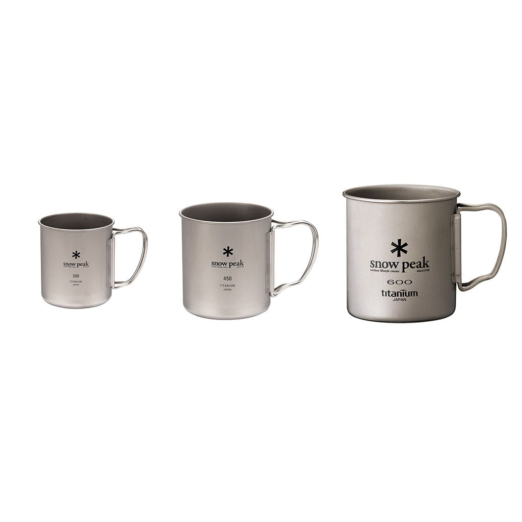 Snow Peak Titanium Single Wall Cup w/ Folding Handle - hero